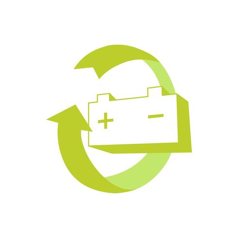 Icono de reciclaje de batería de coche. vector