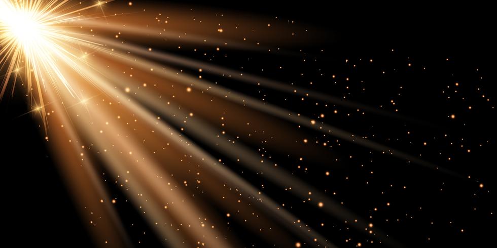 Golden rays banner background  vector