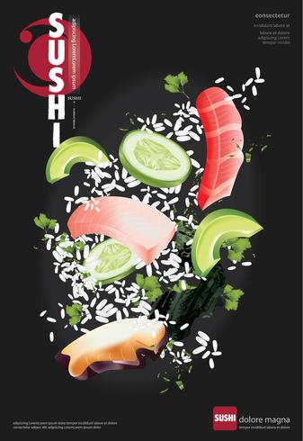 Cartel de sushi restaurante ilustración vectorial vector