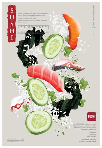 Cartel de sushi restaurante ilustración vectorial vector