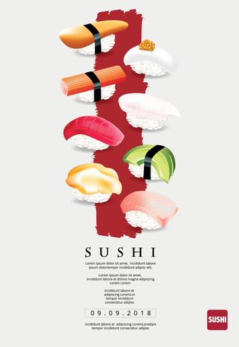 Cartel de sushi restaurante ilustración vectorial vector