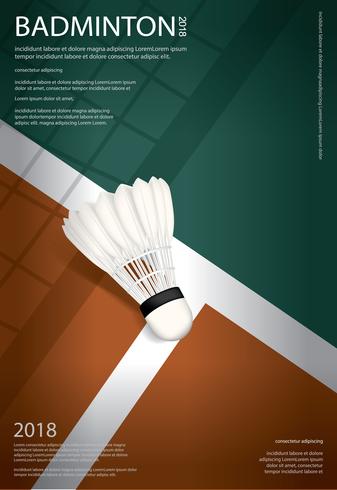 Ilustración de vector de cartel de campeonato de bádminton