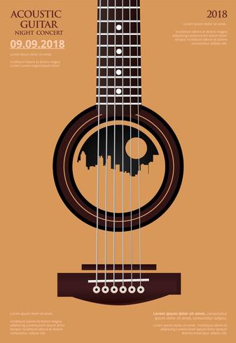 Ilustración de Vector de plantilla de fondo de cartel de concierto de guitarra