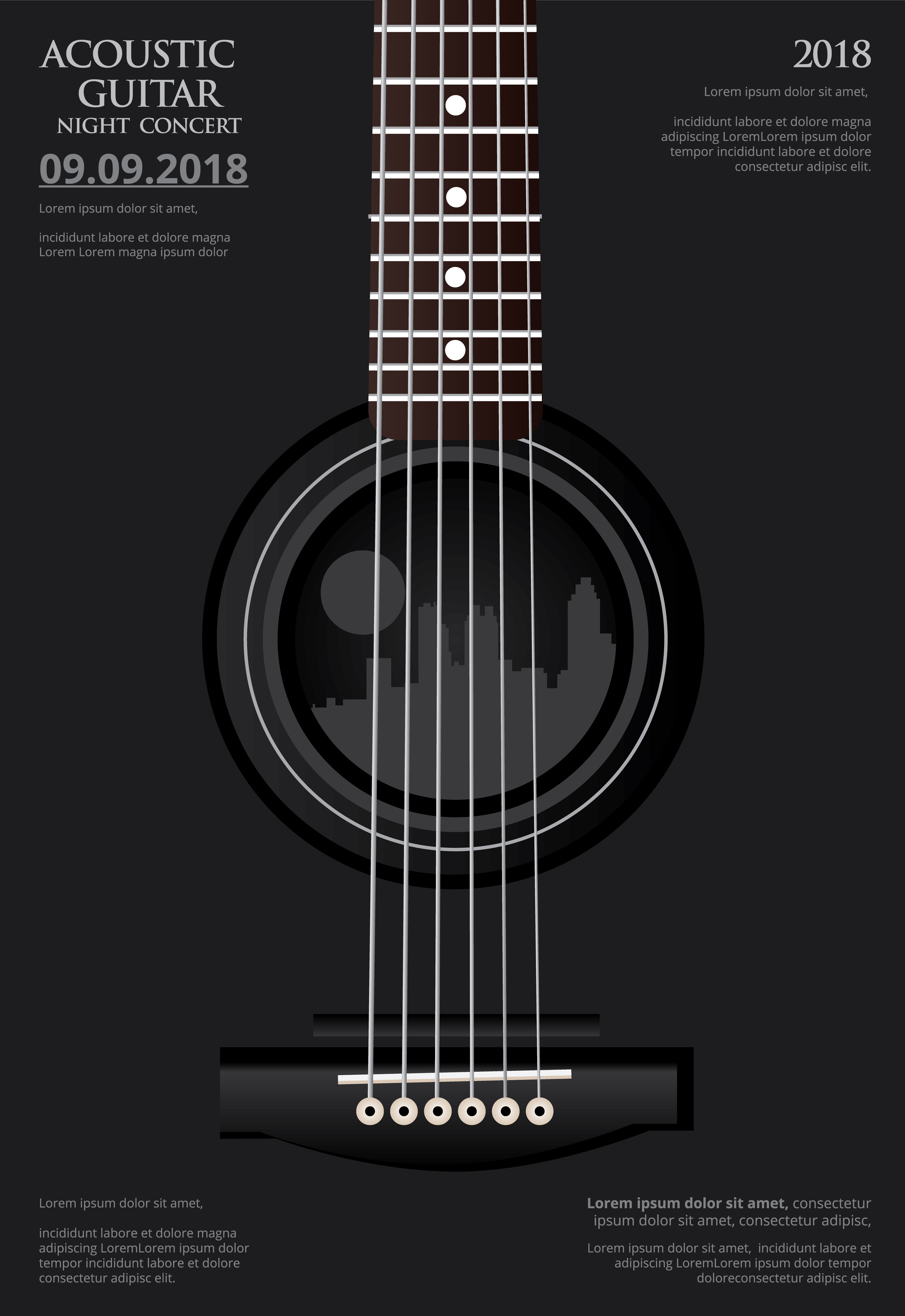 Guitar Concert Poster Background Template Vector Illustration 641580