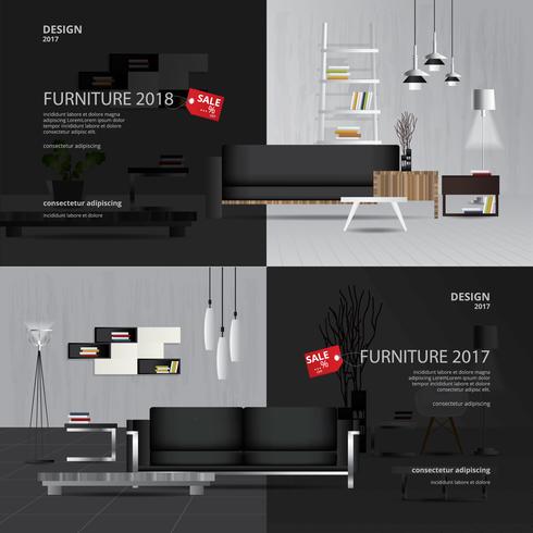 2 banner muebles venta diseño plantilla vector illustration