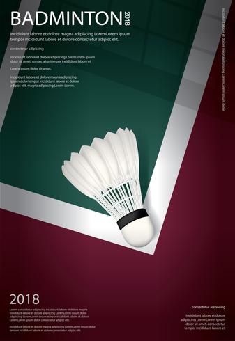 Ilustración de vector de cartel de campeonato de bádminton