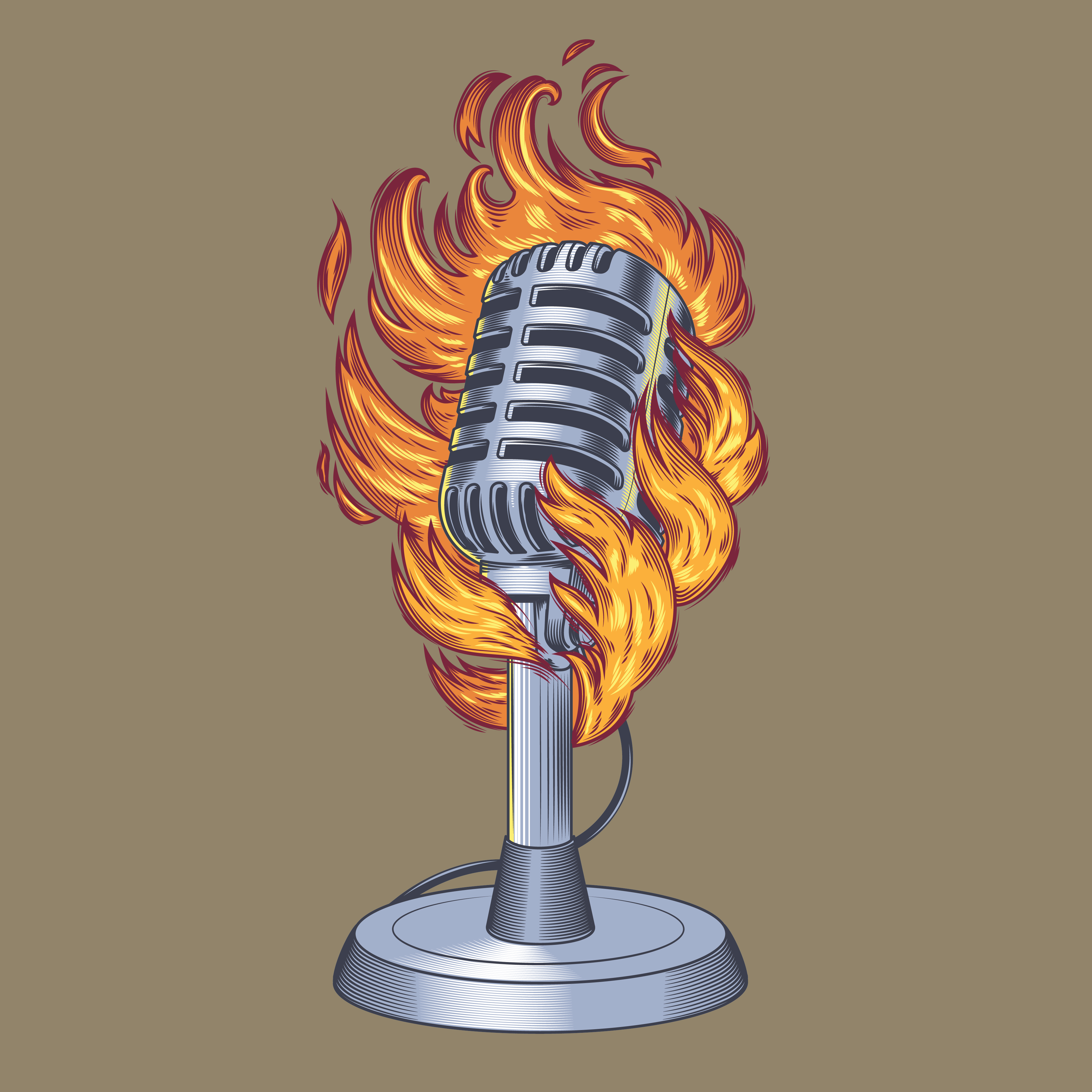 Old microphone made in grunge style Download Free Vector Art, Stock