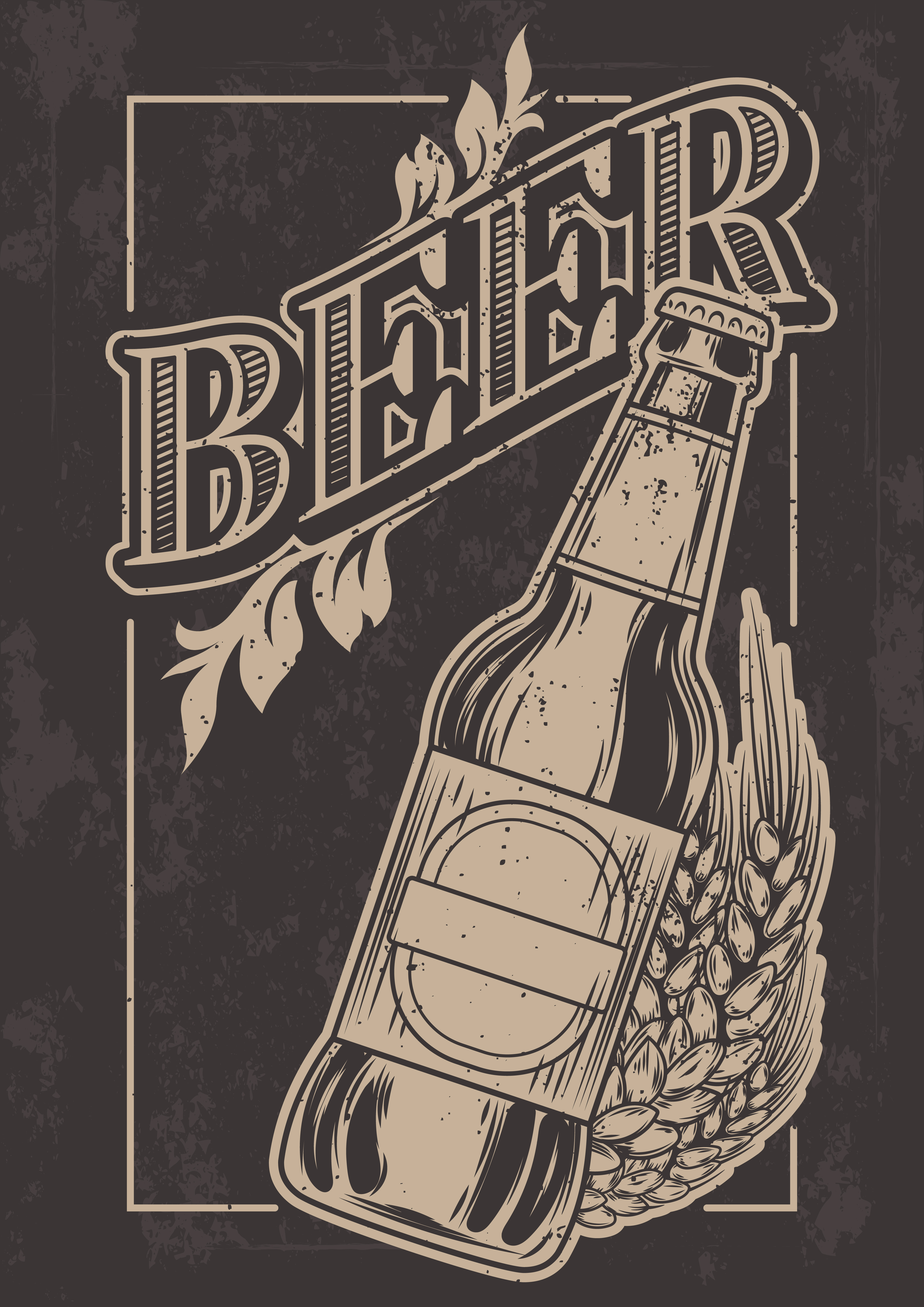 Download Vector vintage template for cold beer advertising. - Download Free Vectors, Clipart Graphics ...