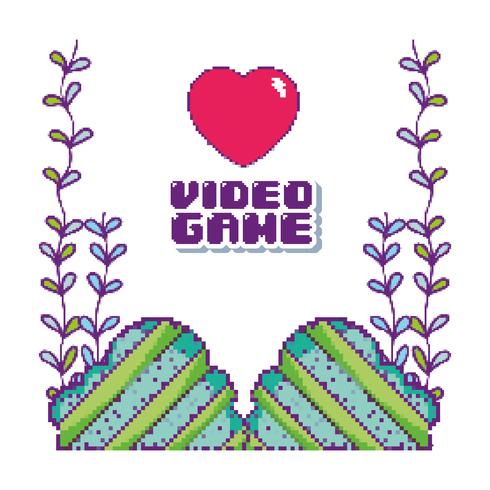 Pixelated videogame scenery vector