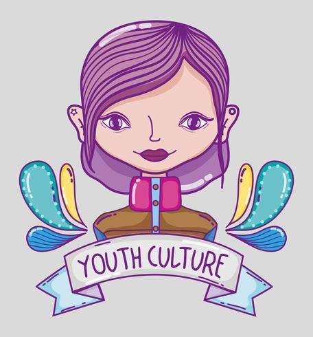 Joven cultura milenaria mujer caricatura vector