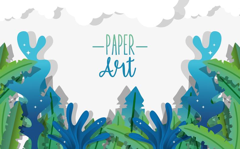 Papel arte submarino vector