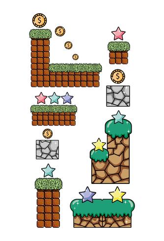 Set of retro videogames items vector