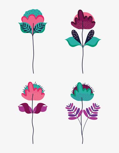 Conjunto de flores vector