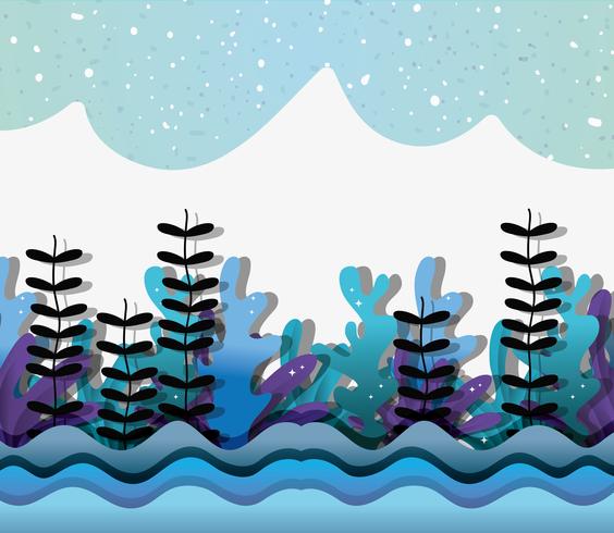 Paper art undersea vector