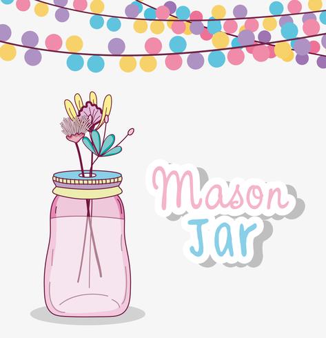 Mason jar with flowers vector