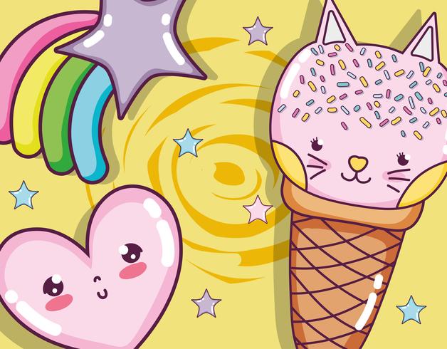 Gatos y helados vector