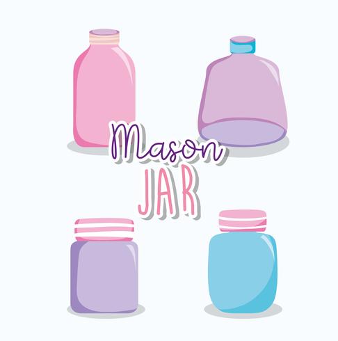 Set of mason jar drawings vector