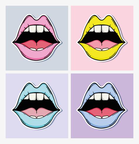 Set of pop art cartoons vector