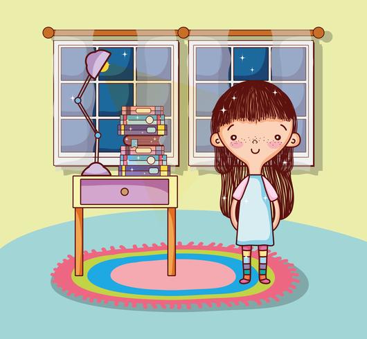 Girl with books cartoons vector