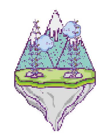 Pixelated videogame scenery vector