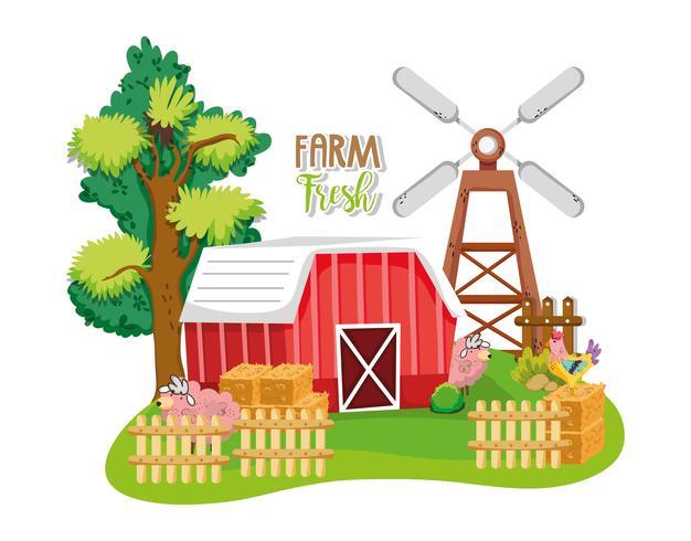 Granja de dibujos animados frescos vector