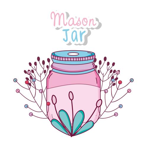 Mason jar with flowers vector