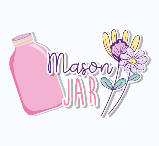 Mason jar with flowers vector