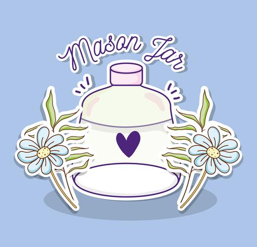 Mason jar with flowers vector