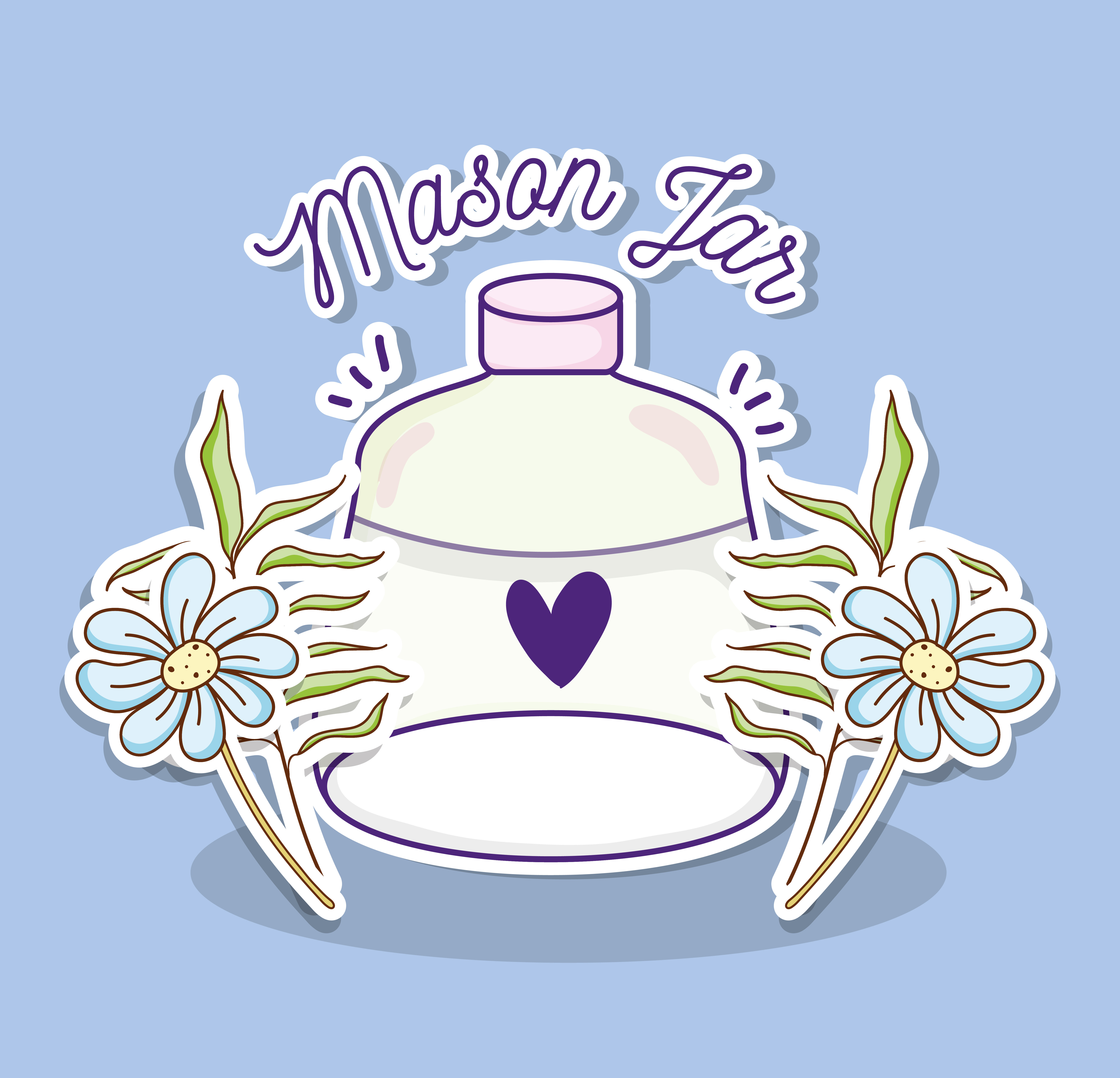 Download Mason jar with flowers 641854 Vector Art at Vecteezy