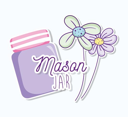 Mason jar with flowers vector