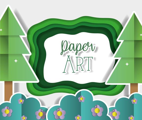 Paisaje de papel arte vector