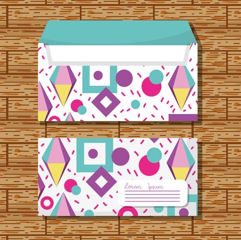 Memphis envelopes mock up vector