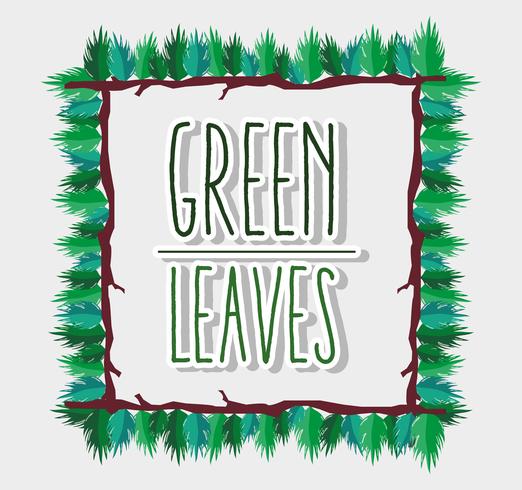 Green leaves frame vector