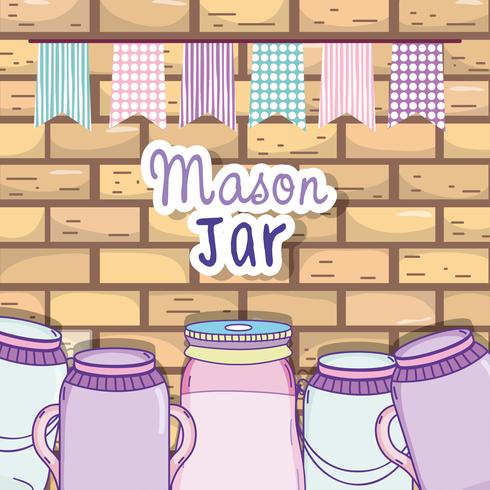 Mason jar party drawing vector