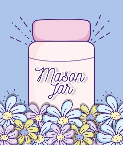 Mason jar with flowers vector