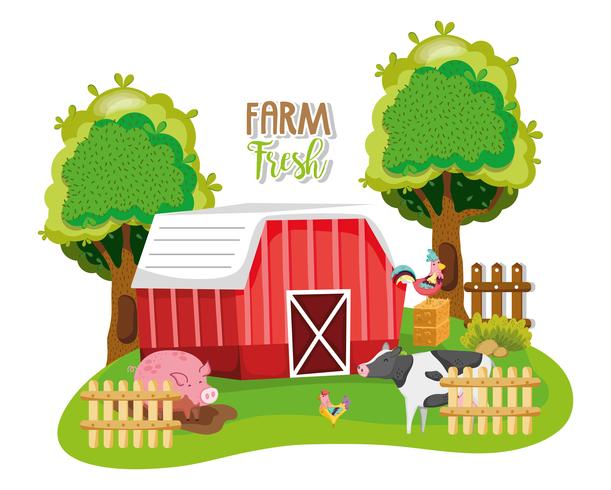 Granja de dibujos animados frescos vector