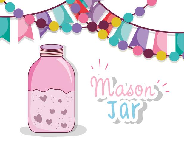 Mason jar party drawing vector