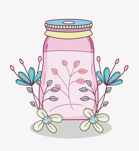 Mason jar with flowers vector