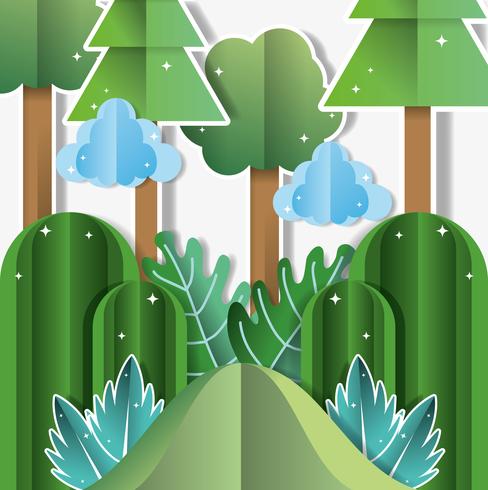 Dibujos animados paisaje de papel vector