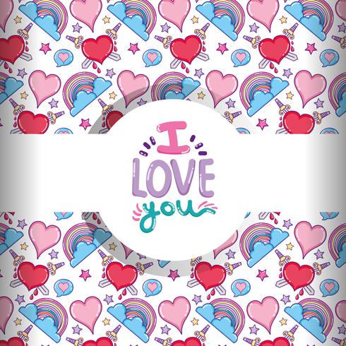 Love and hearts pattern background vector