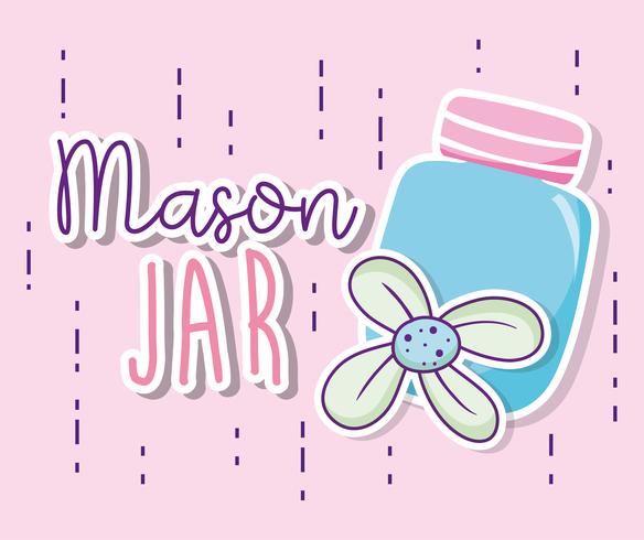 Mason jar with flowers vector