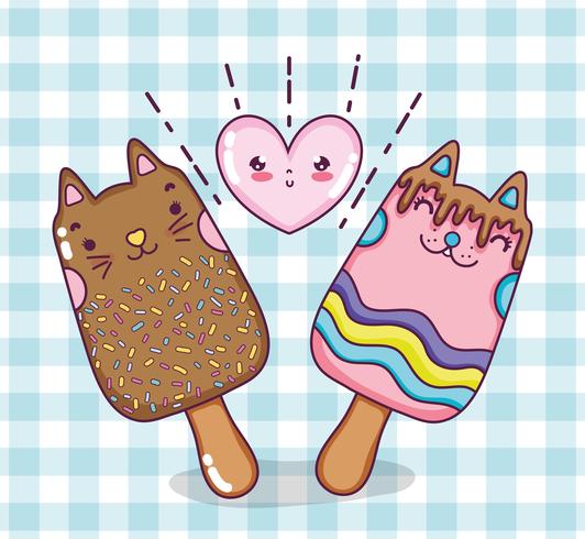 Gatos y helados vector