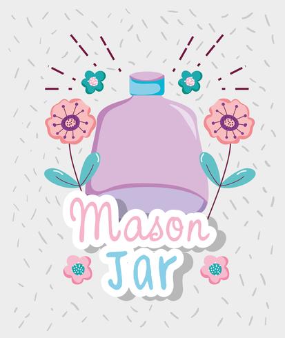 Mason jar with flowers vector