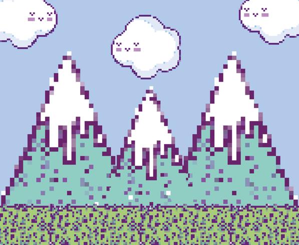 Pixelated videogame scenery vector