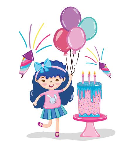  Dibujos animados de fiesta de cumpleaños de niña   Vector en Vecteezy