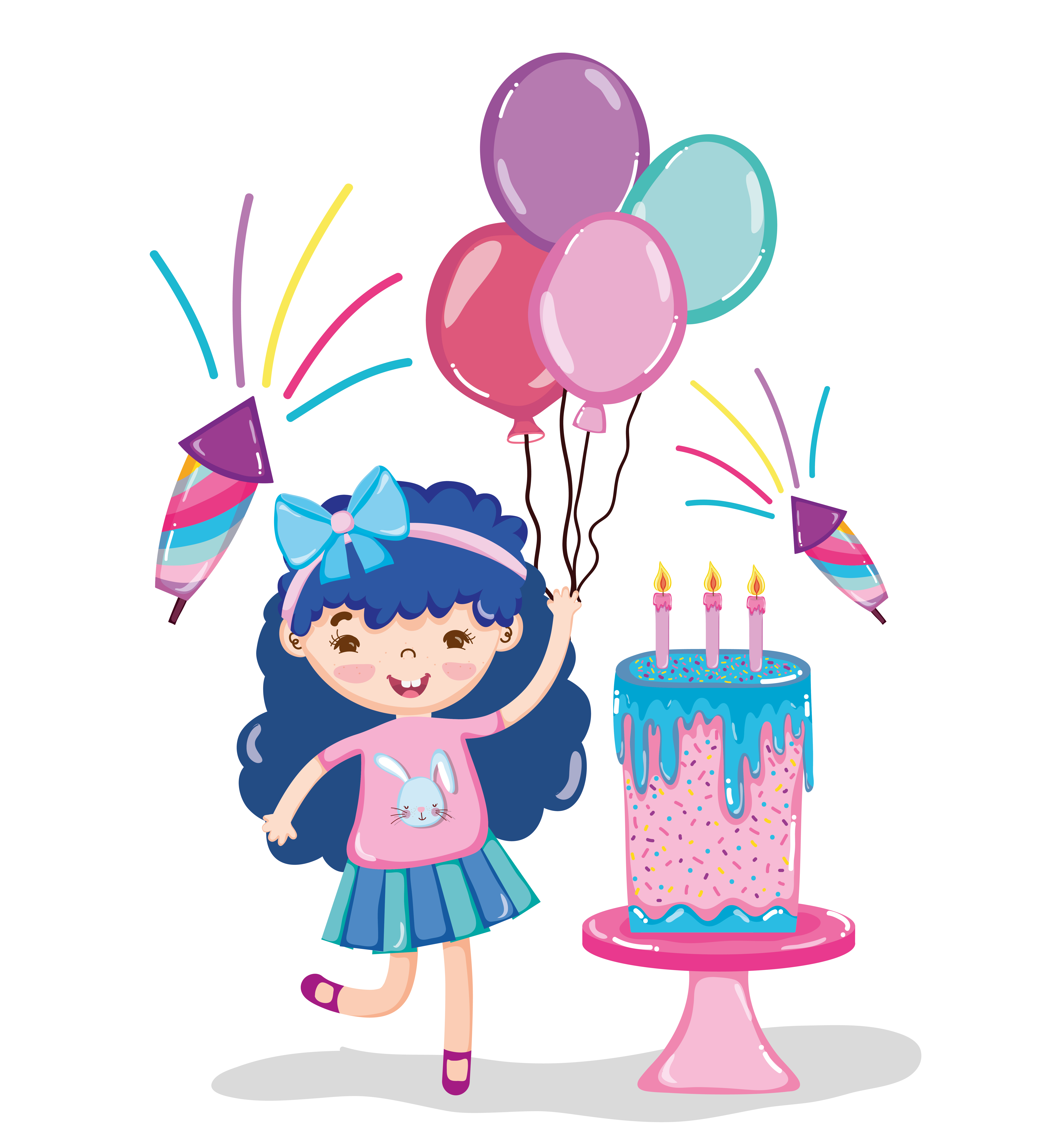 Dibujos animados de fiesta de cumpleaños de niña 642117 Vector en Vecteezy