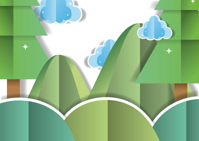 Dibujos animados paisaje de papel vector