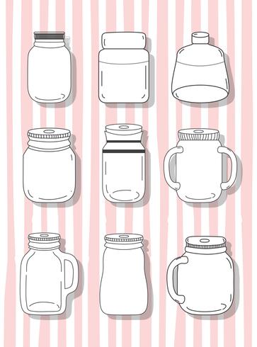 Set of mason jar drawings vector