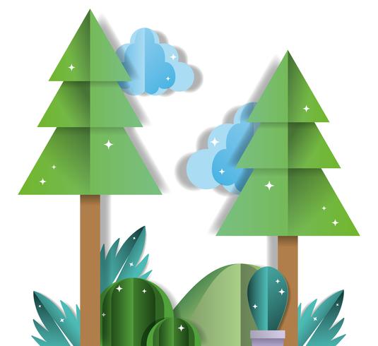 Paper landscape cartoons vector