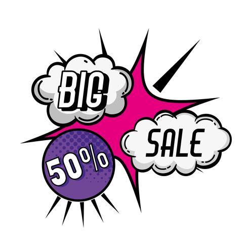 Big sale pop art style poster vector